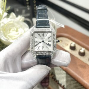 Đồng Hồ Cartier Santos Replica 1:1 WSSA0022 Độ Kim Moissanite