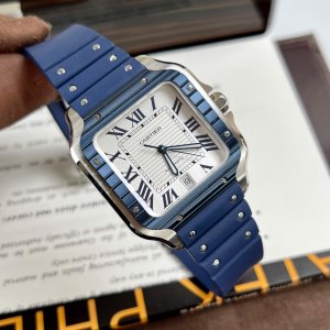 Đồng Hồ Cartier De Santos Siêu Cấp Vành Ceramic Mặt Số Trắng