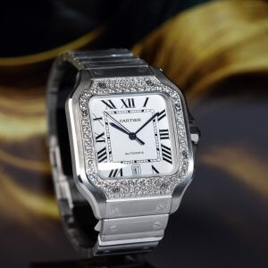 Cartier De Santos Super Fake WSSA0009 Độ Viền Moissanite