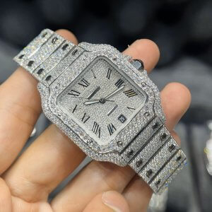 Cartier De Santos Super Fake 1:1 Full Pave Moissanite