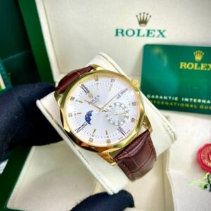 Đồng Hồ Rolex Fake Japan Geneve Dây Da Lịch Trăng